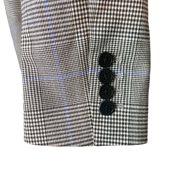 Theory Power Portland Windowpane Plaid Double-Breasted Wool Blazer Size 12 - Picture 6 of 9